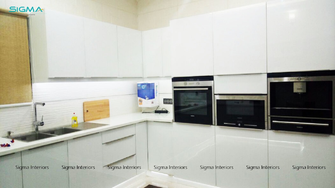 Modern kitchen with fully white design